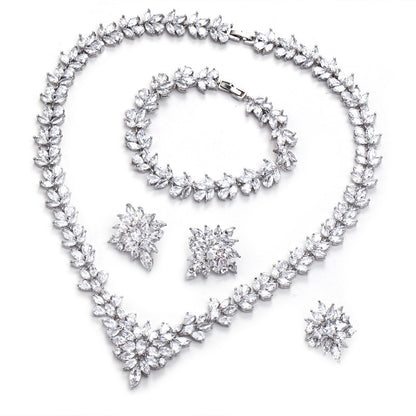 The Dazzling Set Is Handcrafted With Copper And Set With Zircon Stones.