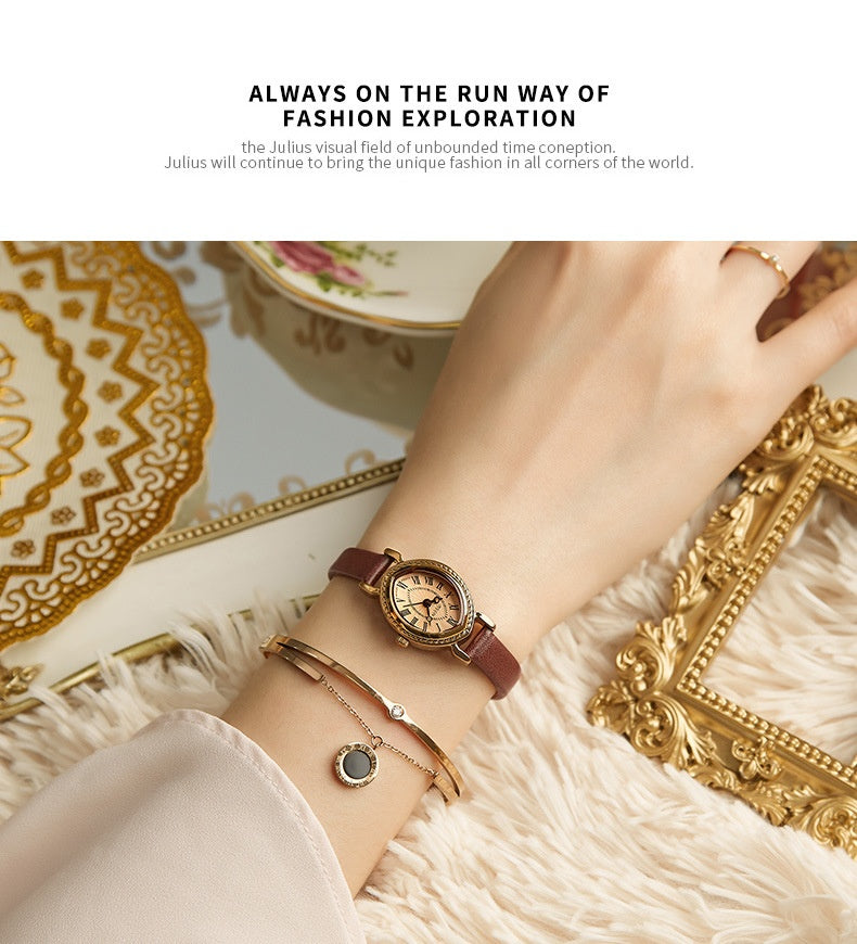 Oval Belt Quartz Movement Waterproof Compact Fashion Watch