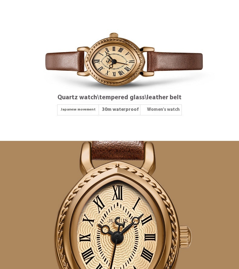 Oval Belt Quartz Movement Waterproof Compact Fashion Watch