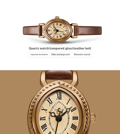 Oval Belt Quartz Movement Waterproof Compact Fashion Watch